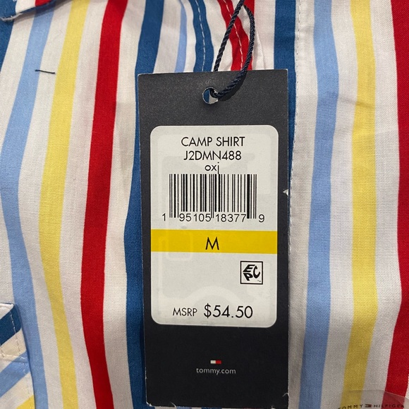 Tommy Hilfiger NWT short sleeve multi color striped camp shirt - Picture 4 of 4